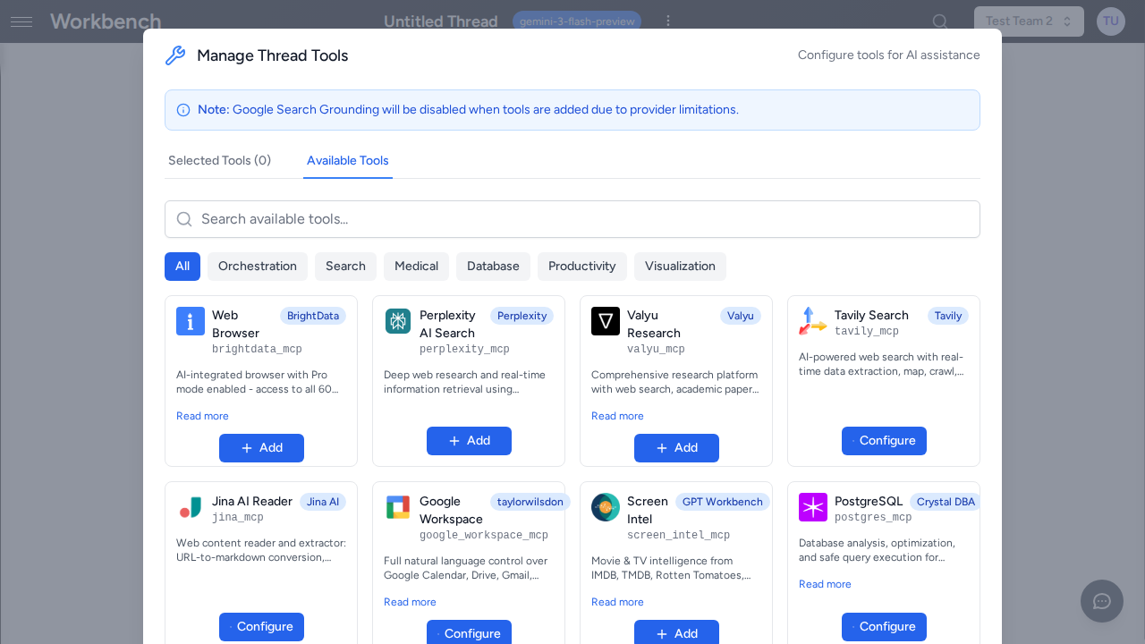 Résultats de recherche d'outils MCP