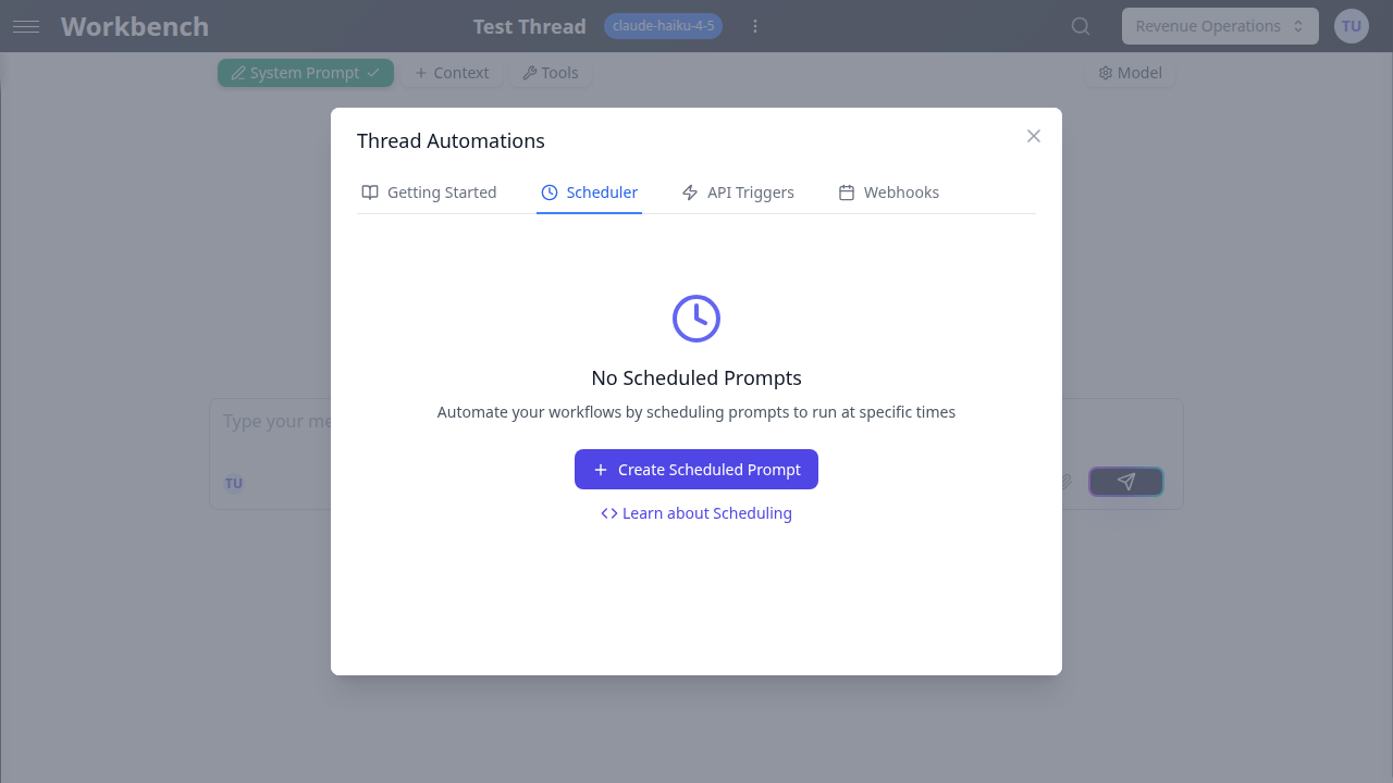 List of scheduled prompts showing status and next run times
