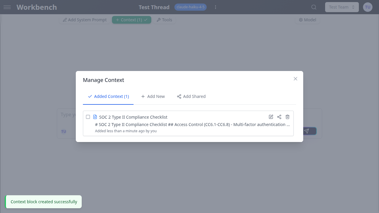 Share Context Workflow