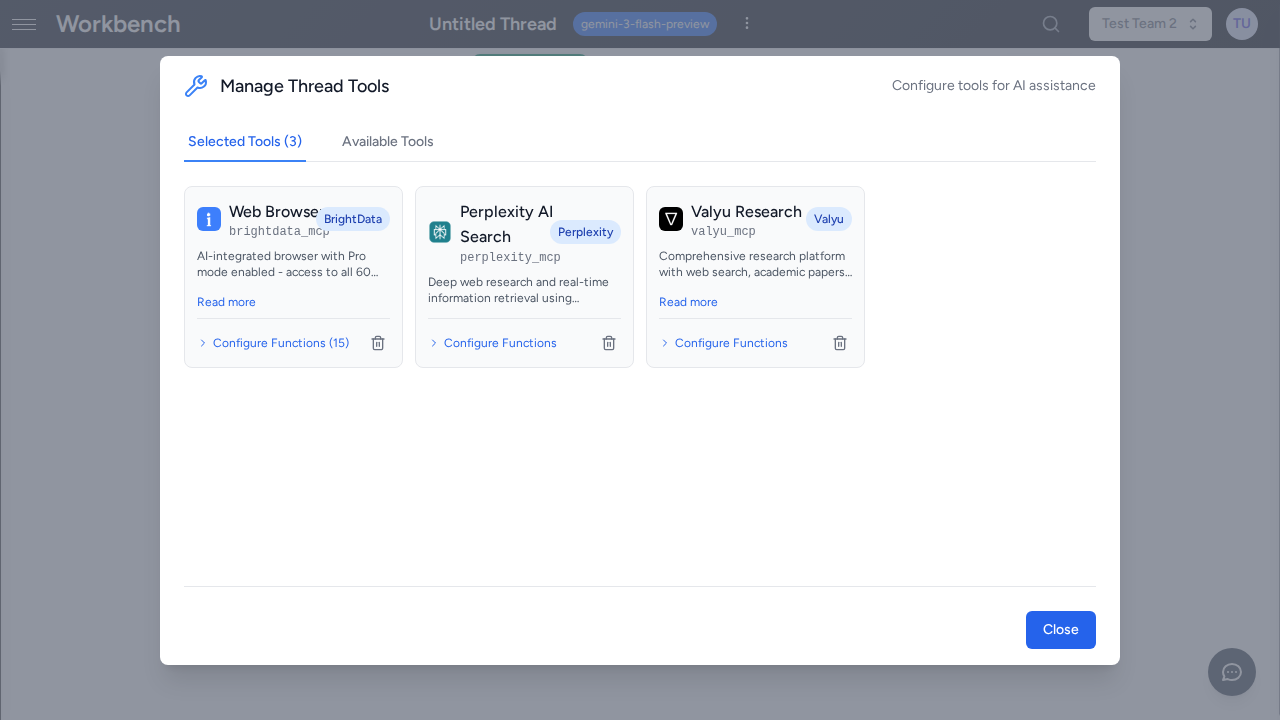 Tool Configuration Panel