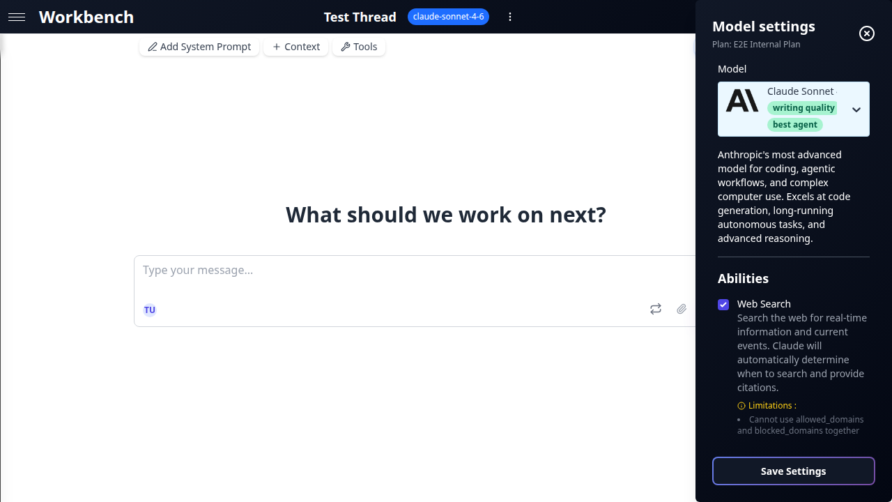 Web search ability configuration